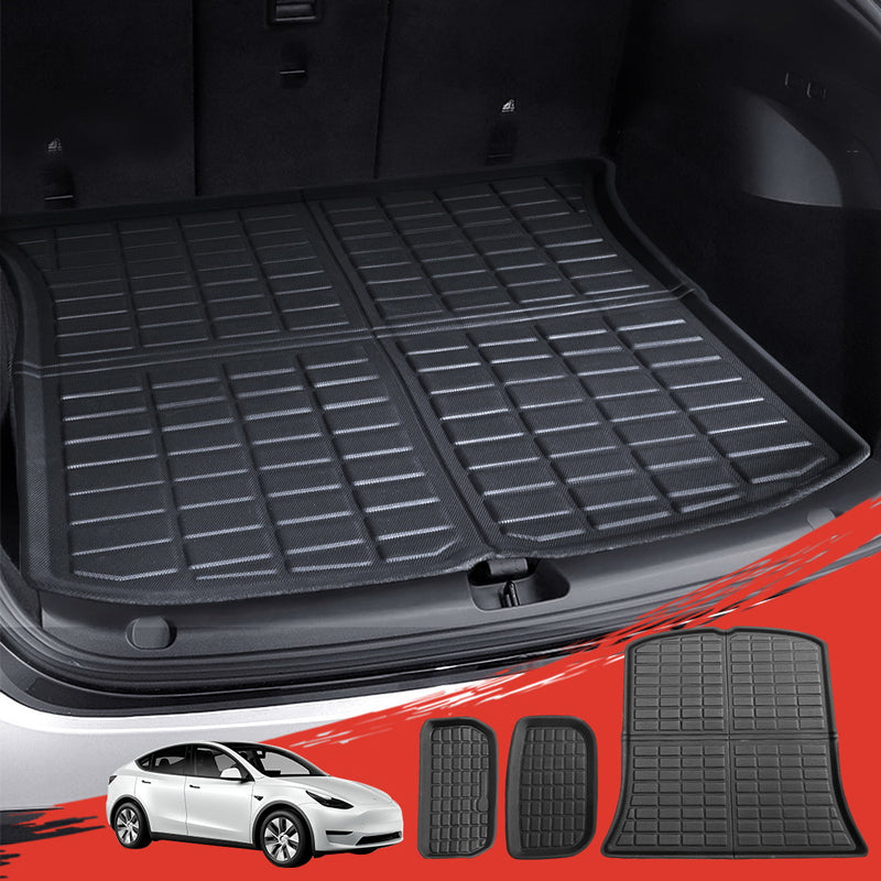 3PCS Car Rear Front Cargo Trunk Toolbox Luggage Rubber Mats for Tesla Model Y 2021-2023