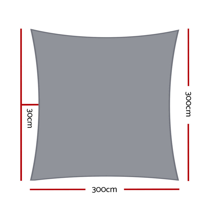 Instahut Sun Shade Sail Cloth Shadecloth Rectangle Canopy Grey 280gsm 3x3m