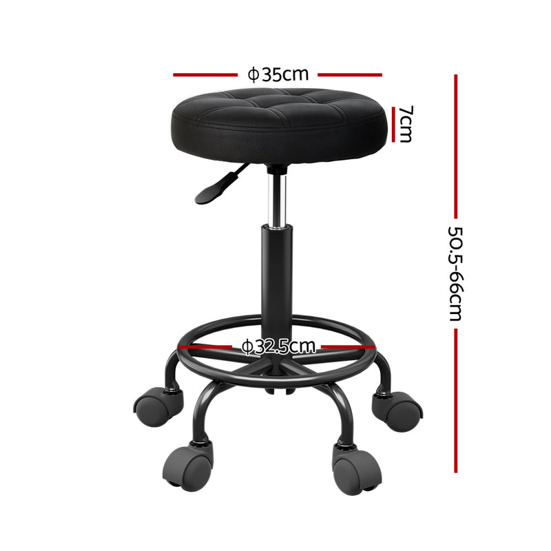 Artiss Salon Stool Swivel Height Adjustable Round Barber Spa Chair Black