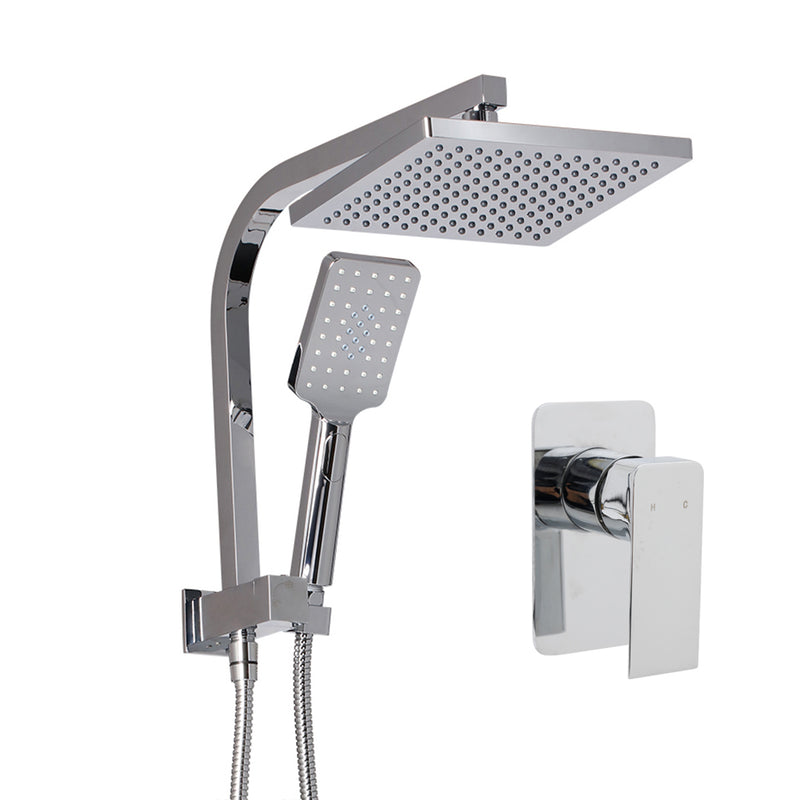 Cefito WELS 8'' Rain Shower Head Mixer Square Handheld High Pressure Wall Chrome