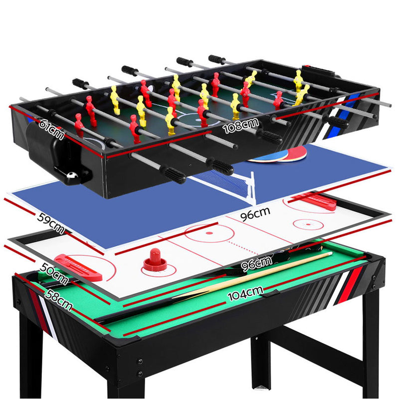 4FT 4-In-1 Soccer Table Tennis Ice Hockey Pool Game Football Foosball Kids Adult