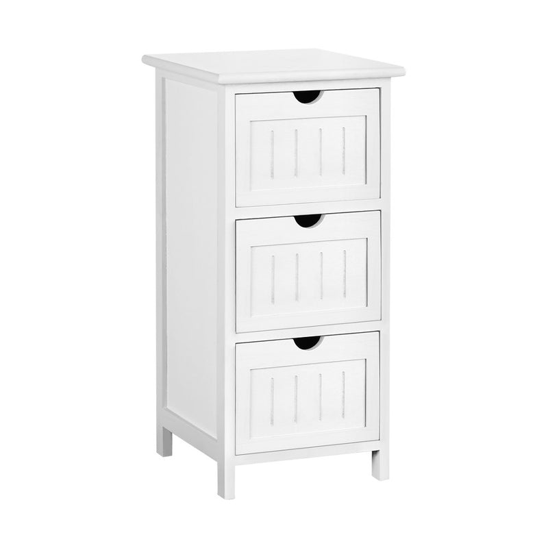 Artiss Bedside Table Bathroom Storage Cabinet 3 Drawers White