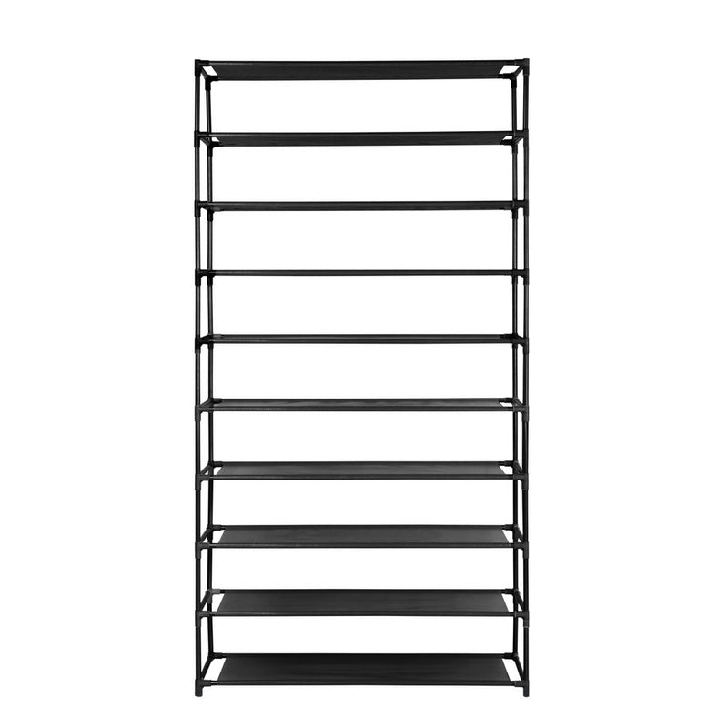 Artiss Shoe Rack 10-Tier (50 Pair) Shoes Organiser DIY Stackable Organizer Storage Shelf Stand Holder Portable Wardrobe Black