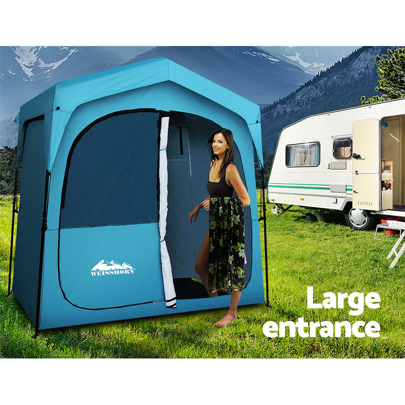 Weisshorn Pop Up Camping Shower Tent Portable Toilet Outdoor Change Room Blue