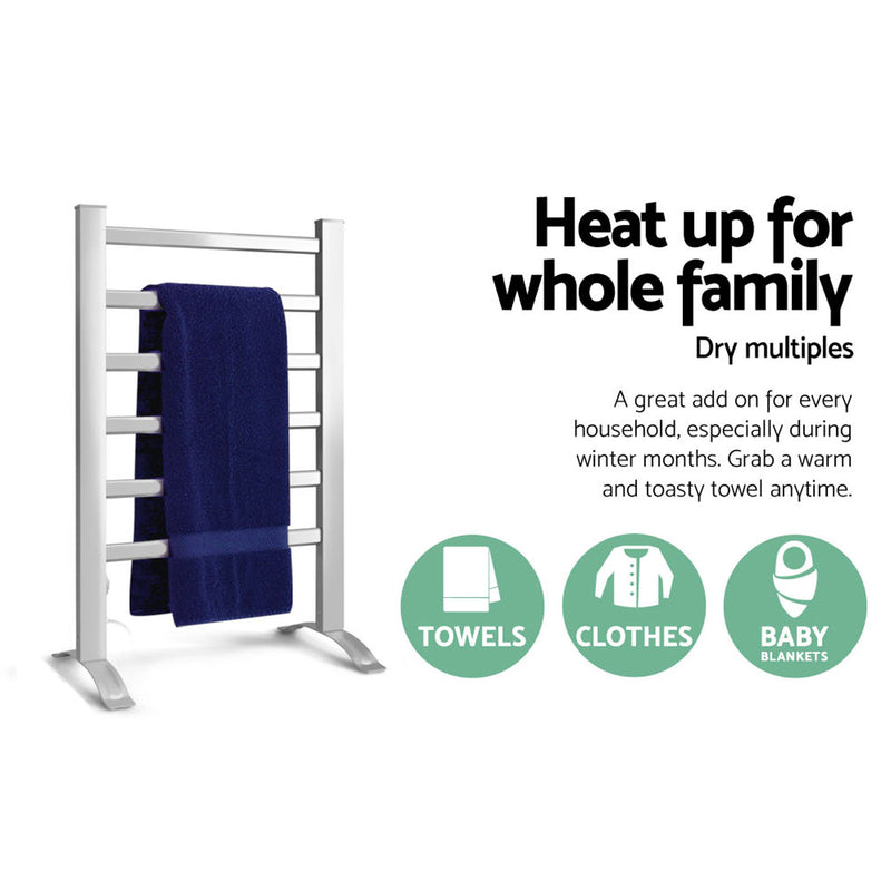 Devanti Electric Heated Towel Rail Rack Rails Freestanding 6 Bars