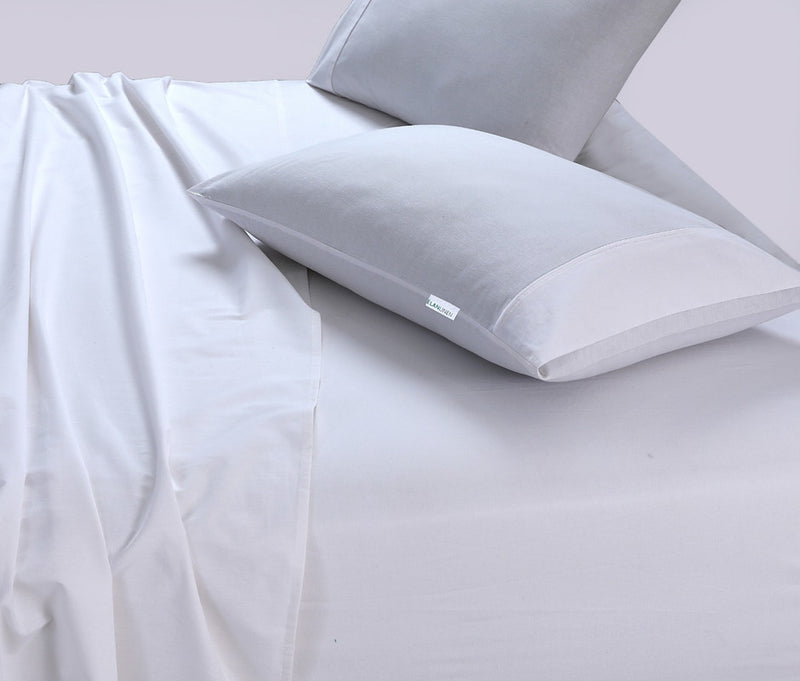 Elan Linen 100% Egyptian Cotton Vintage Washed 500TC White Single Bed Sheets Set