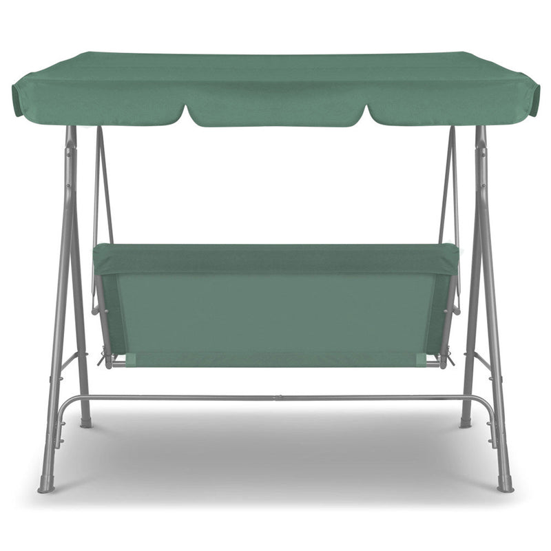 Milano Outdoor Swing Bench Seat Chair Canopy Furniture 3 Seater Garden Hammock - Dark Green