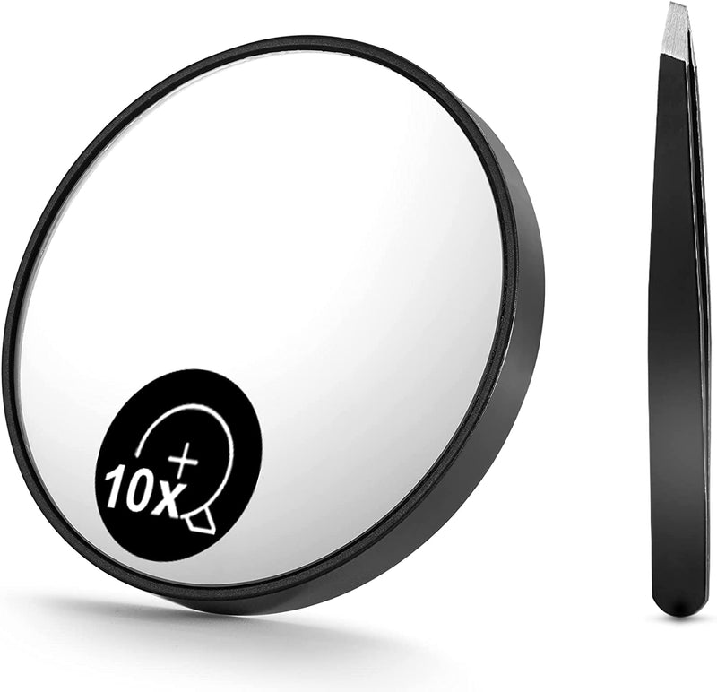 10X Magnifying Mirror and Eyebrow Tweezers Kit for Travel