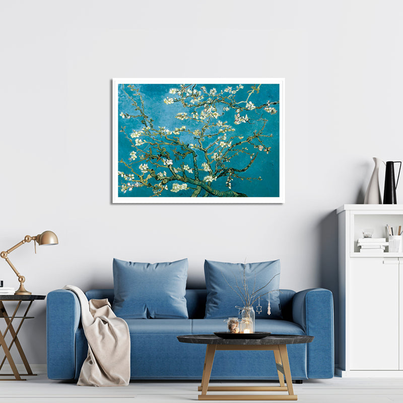 70cmx100cm Van Gogh Almond Blossom White Frame Canvas Wall Art