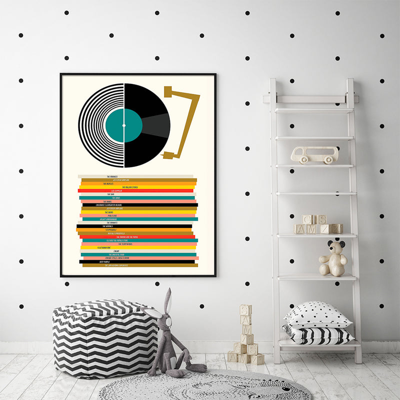 50cmx70cm Music Black Frame Canvas Wall Art