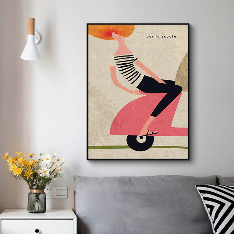 70cmx100cm Scooter Black Frame Canvas Wall Art