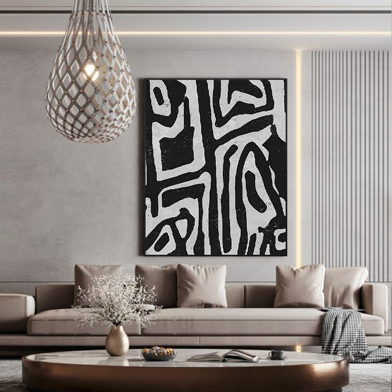 50cmx70cm Abstract Black Artwork Black Frame Canvas Wall Art