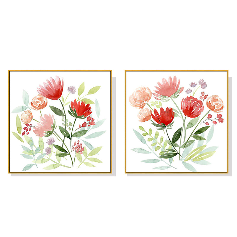 70cmx70cmFlorals 2 Sets Gold Frame Canvas Wall Art