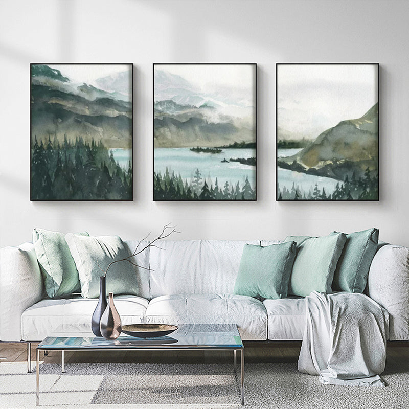 50cmx70cm Landscape 3 Sets Black Frame Canvas Wall Art