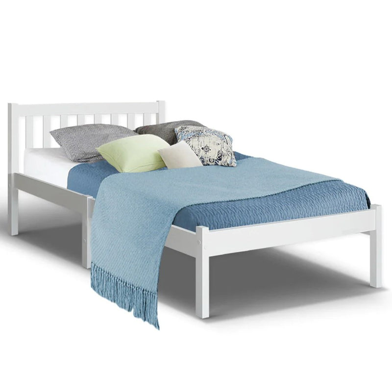 EKKIO Single Wooden Bed Frame (White) EK-WBF-100-HH