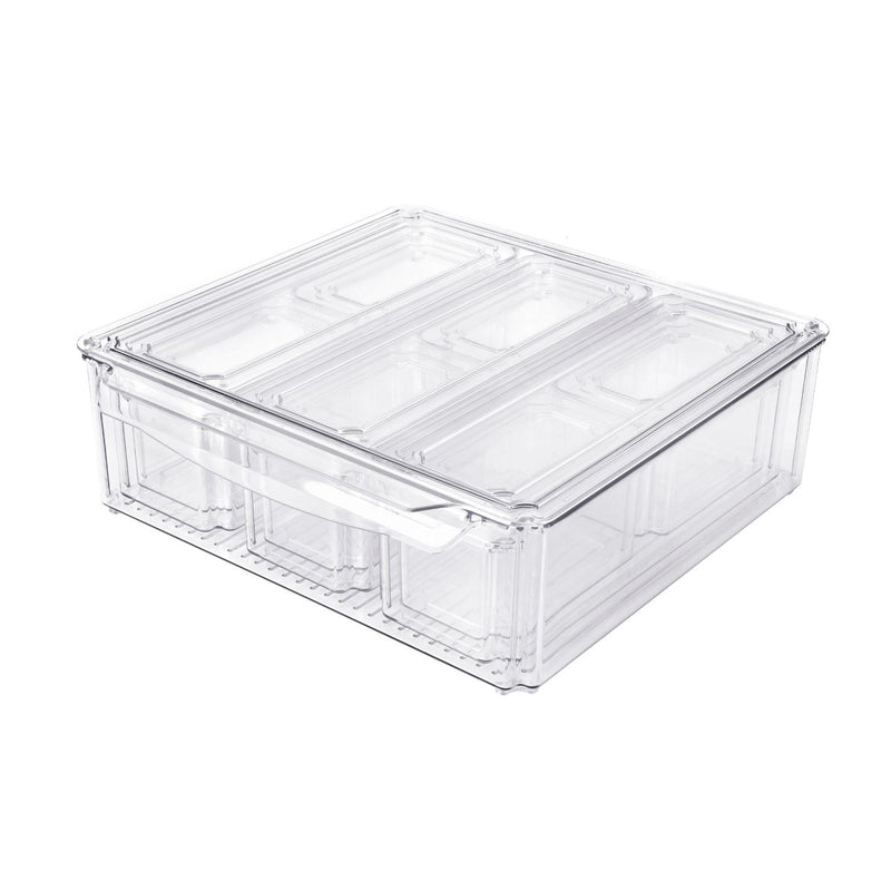 GOMINIMO 10 Pack Clear Stackable Fridge Organiser Bins with Lids (Transparent) GO-STO-103-ZG