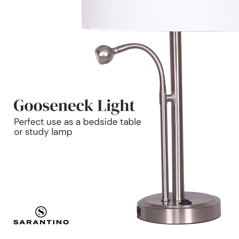 Sarantino 2-in-1 Table Lamp with LED Reading Light