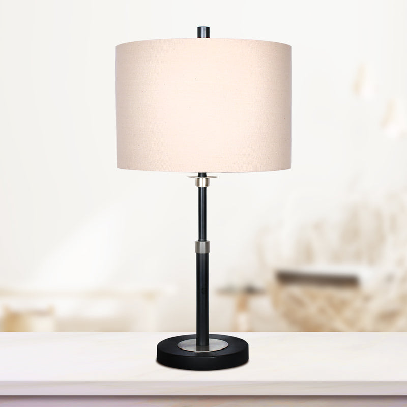 Sarantino Metal Table Lamp with Linen Drum Shade