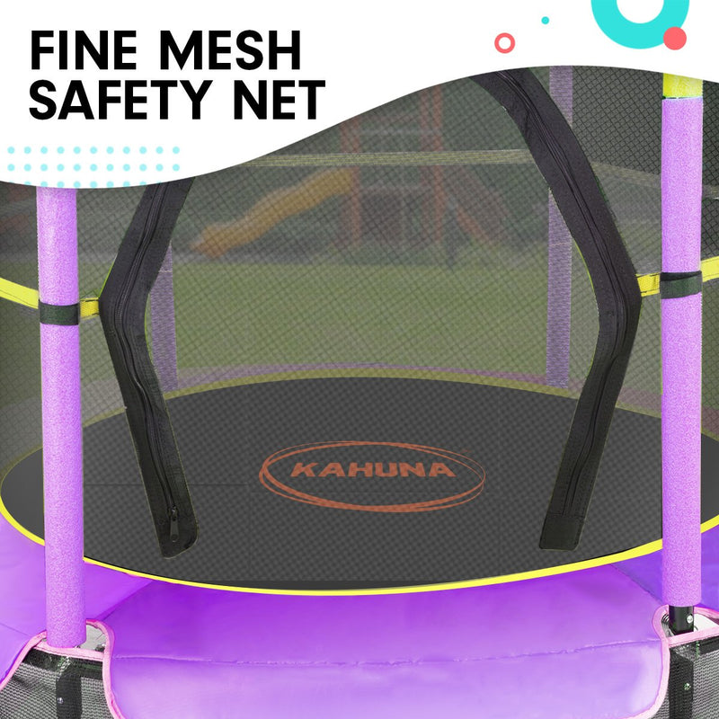 Kahuna 4.5ft Trampoline Round Free Safety Net Spring Pad Cover Mat Outdoor Yellow Purple