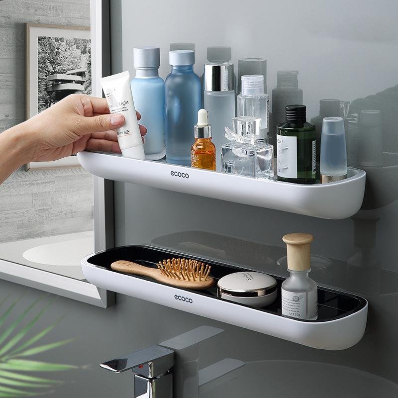 Bathroom Shelves Organizer Wall Mount Home Towel shelf Shampoo Rack With Towel Bar Storage Rack Bathroom Accessories Grey