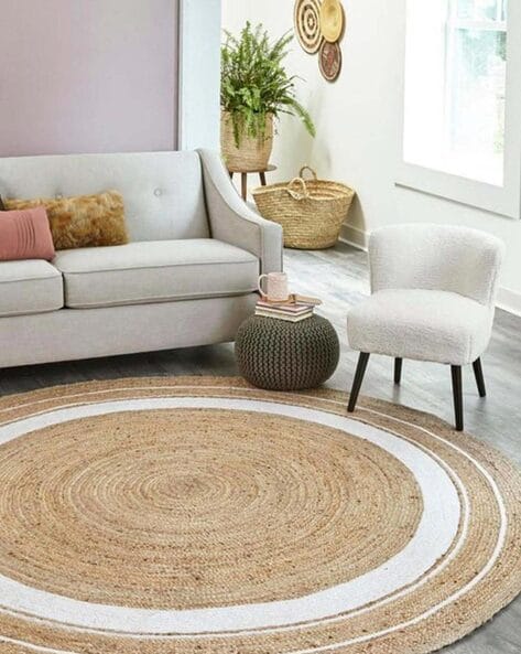 Sustainable Jute Round Rug | Decorative Floor 120 cm Rug