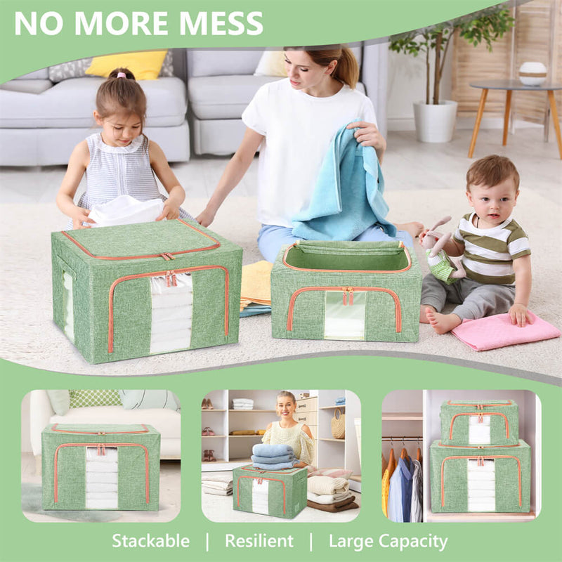 24L Cloth Storage Box Closet Organizer Storage Bags Clothes Storage Bags Wardrobe Organizer Idea GREEN