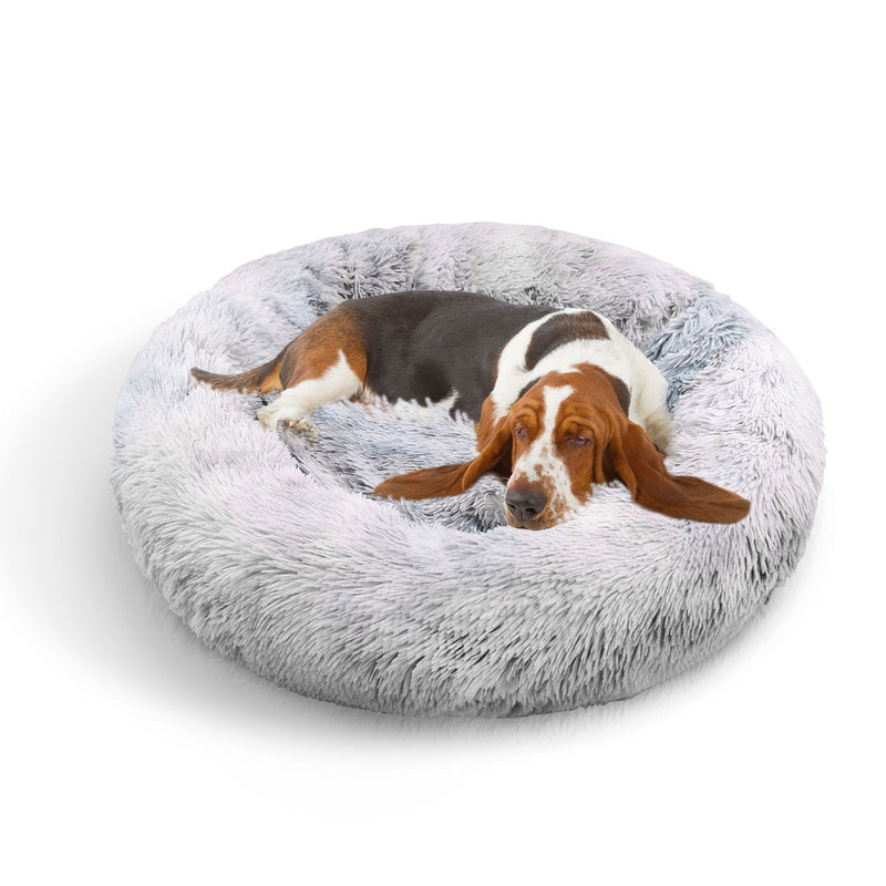 Pawfriends Dog Cat Pet Calming Bed Washable ZIPPER Cover Warm Soft Plush Round Sleeping 120cm