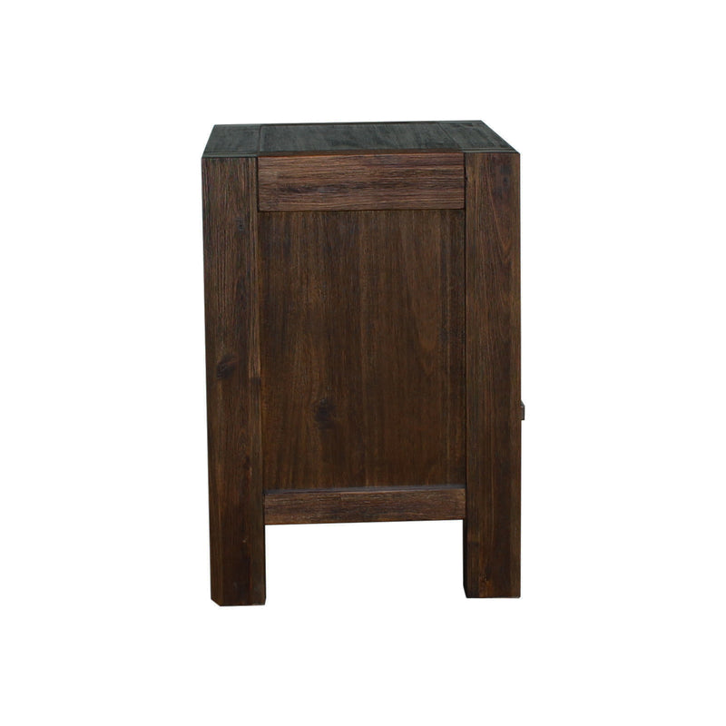 Bedside Table 2 drawers Night Stand Solid Wood Acacia Storage in Chocolate Colour