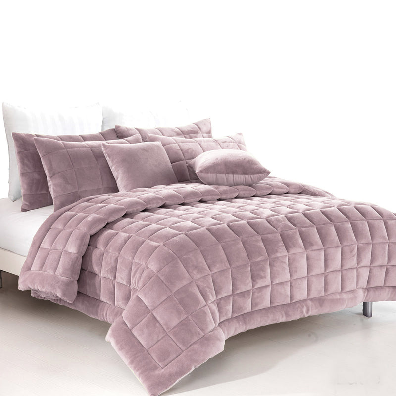 Alastairs Augusta Faux Mink Quilt / Comforter Set Blush Queen