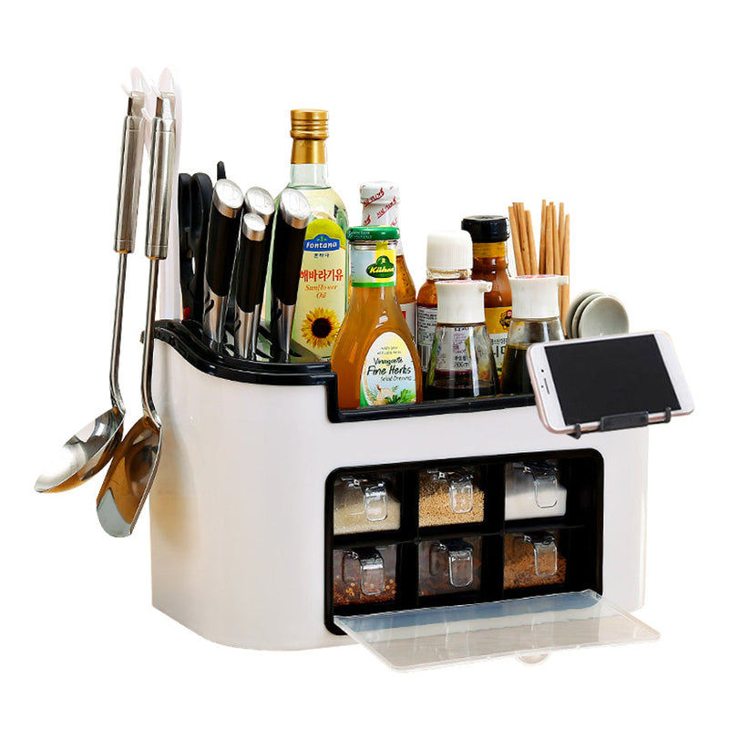 Multifunction Kitchen Utensils Condiment Storage Rack Seasoning Storage Box