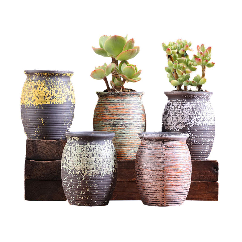 Ceramic Clay Pottery Pots Set Succulent Flower Planter Series 02(Style 02