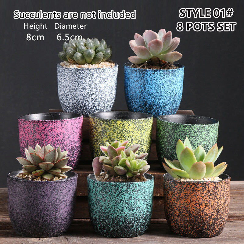 Ceramic Clay Pottery Pots Set Succulent Flower Planter Series 03(Style 01