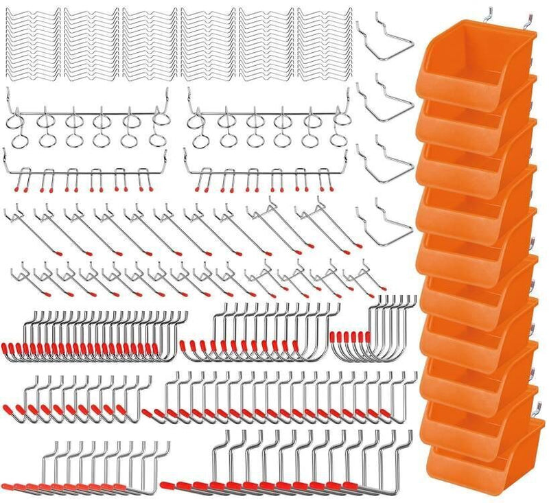 238Pc Pegboard Hooks Set Peg board Bins Parts Storage Assortment Tools Organiser