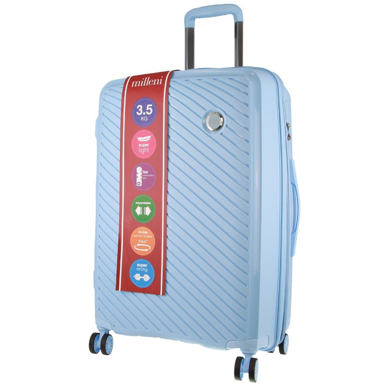 Milleni Hardshell Checked Luggage Bag Travel Suitcase 65cm (82.5L) - Blue