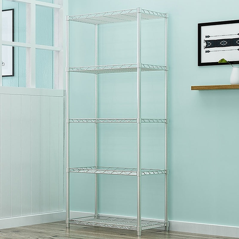 5 Tier Silver Metal Storage Rack Shelving Wire Shelf