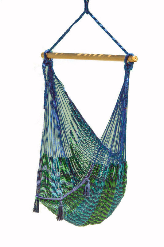 Mayan Legacy Extra Large Outdoor Cotton Mexican Hammock Chair in Caribe Colour