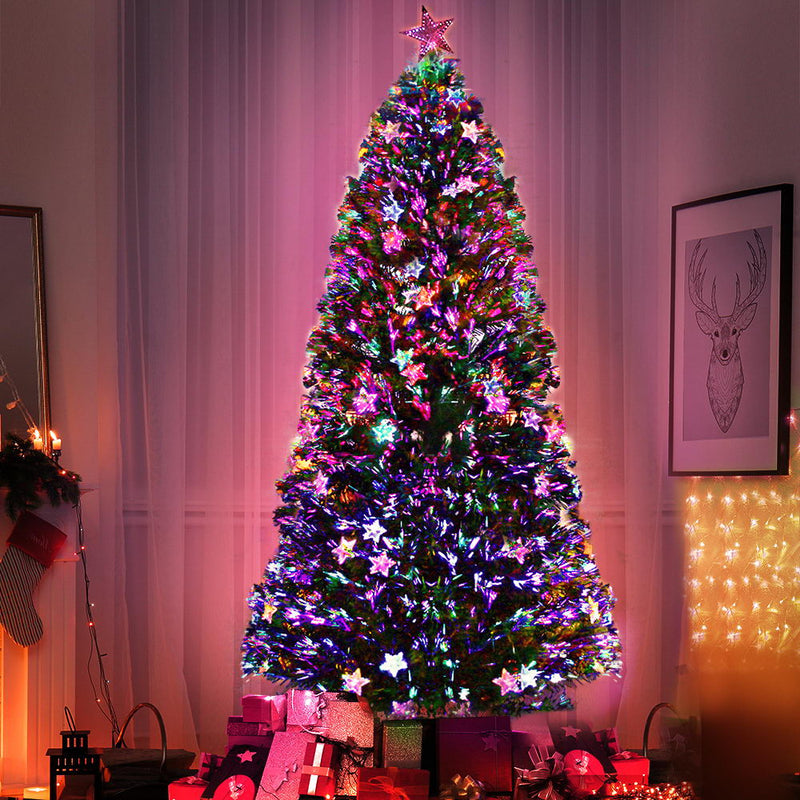 Jingle Jollys Christmas Tree 1.8M LED Xmas trees with Lights Multi Colour