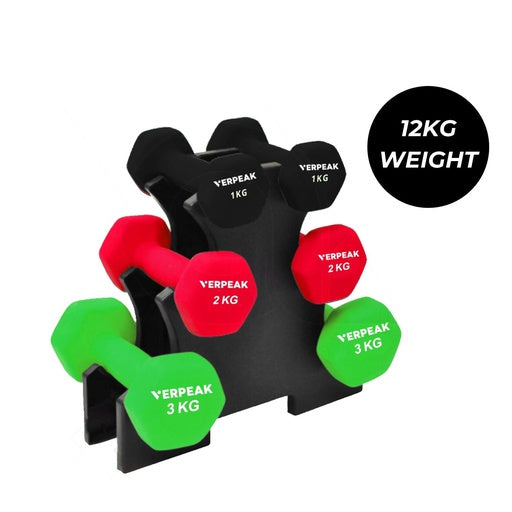 VERPEAK Neoprene 12kg Dumbbell Set (1,2,3kg x 2)