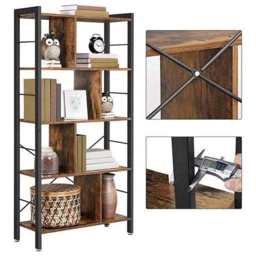 VASAGLE Bookshelf Rustic Brown and Black LBC12BXV1