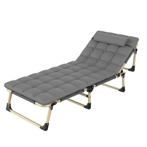 KILIROO Adjustable Portable Folding Bed with Mattress and Headrest (Grey)