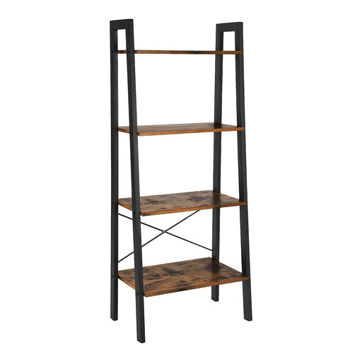 VASAGLE Ladder Shelf 4-Tier Industrial Storage Rack for Living Room Rustic Brown and Black LLS44XV1