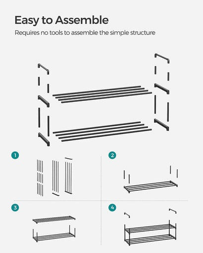 SONGMICS 2 Tier Metal Shoe Rack for 10 Pairs of Shoes Grey