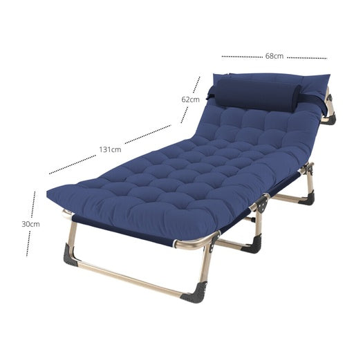 KILIROO Adjustable Portable Folding Bed with Mattress and Headrest (Blue)