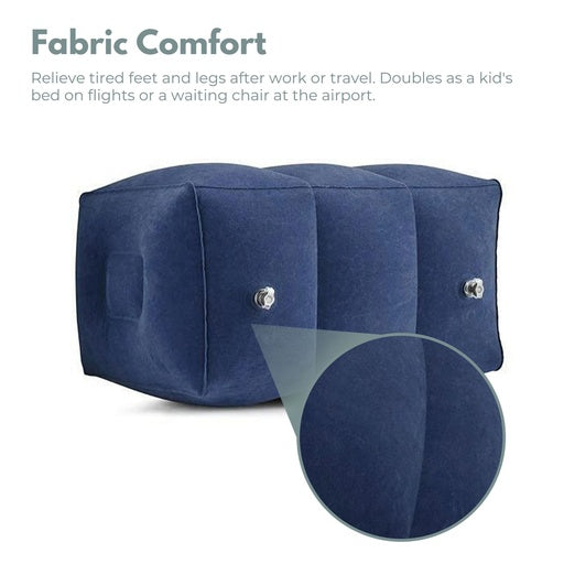 GOMINIMO Inflatable Travel Foot Rest Pillow with Adjustable Three Layers Height (Navy Blue)