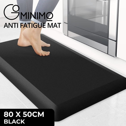 GOMINIMO 1 Pcs Anti Fatigue Floor Mat Easy to Clean, Slip-Resistant, Waterproof, Comfortable Foam, High-Quality PVC Black