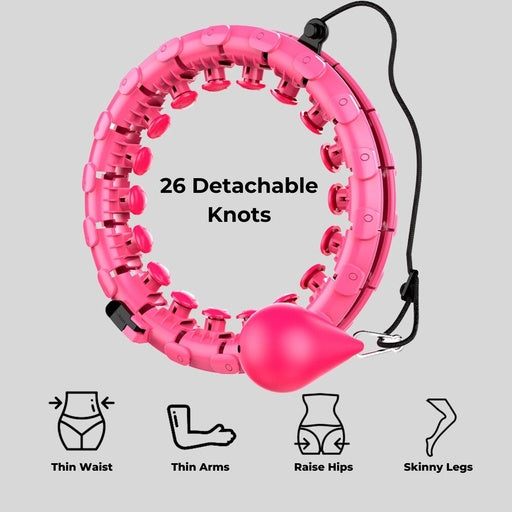 VERPEAK Weighted Hula Hoop with 26 Detachable Knots (Pink)