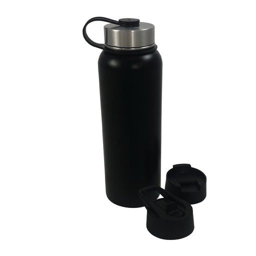 VERPEAK 40oz Vacuum Insulated Water Bottle 3 Lids with Straw (Black) VP-IWB-100-HL