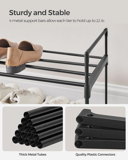 SONGMICS 2 Tier Metal Shoe Rack for 10 Pairs of Shoes Grey