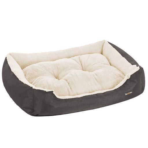 FEANDREA 70cm Dog Bed Reversible Cushion Dark Grey