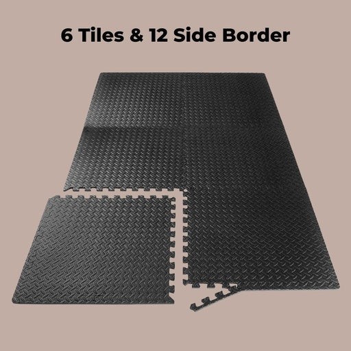 VERPEAK Puzzle Gym Mat EVA Interlocking Foam Tiles with Border (Black) VP-GMT-100-LMJ